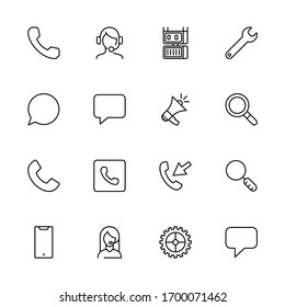 Rufnummernsymbol eingestellt. Kollektion von Vektorillustration-Symbol im angesagten, flachen Stil auf weißem Hintergrund. Call Center singt nach Design.