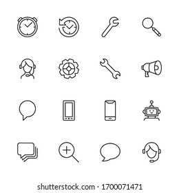 Call center line icon set. Collection of vector symbol in trendy flat style on white background. Call center sings for design.