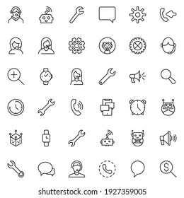 Call center line icon set. Collection of vector symbol in trendy flat style on white background. Call center sings for design.