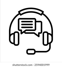 Call Center Line Vector Illustration On White Background.