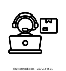Call Center Line Vector Illustration On White Background.
