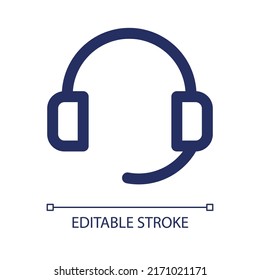 Call center linear ui icon. Customer support service. Provide information. GUI, UX design. Outline isolated user interface element for app and web. Editable stroke. Arial font used