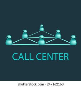 Call center logo mockup communication emblem, contact help customer support network design