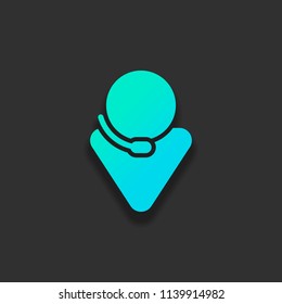 Call center, male symbol. Colorful logo concept with soft shadow on dark background. Icon color of azure ocean