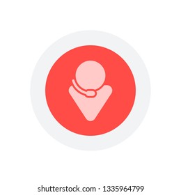 Call center, male symbol. Icon in colored circle with gray bold border. Web button, modern flat design