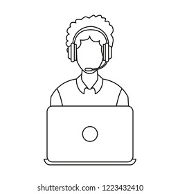 call center man agent working laptop