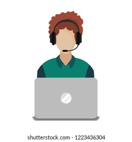 call center man agent working laptop