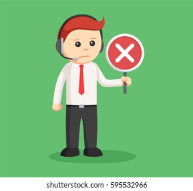 call center man with crosswise sign
