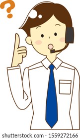 Call center man and question and answer icon