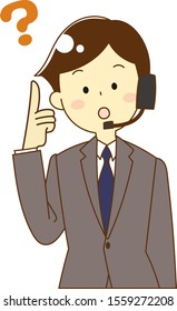 Call center man and question and answer icon