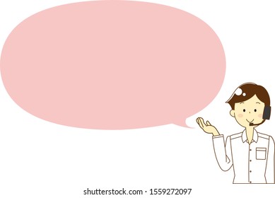 Call center man and speech bubble