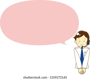 Call center man and speech bubble