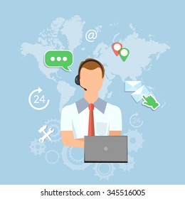 Call center man technical support operator 