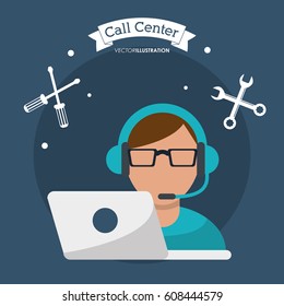 call center man working with headset
