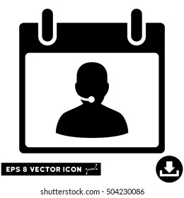 Call Center Manager Calendar Day icon. Vector EPS illustration style is flat iconic symbol, black color.