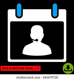 Call Center Manager Calendar Day icon. Vector EPS illustration style is flat iconic bicolor symbol, blue and white colors.