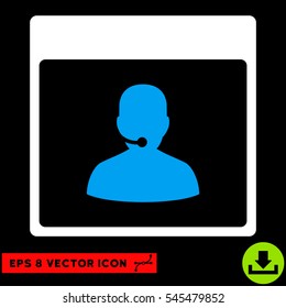 Call Center Manager Calendar Page icon. Vector EPS illustration style is flat iconic bicolor symbol, blue and white colors.
