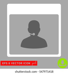 Call Center Manager Calendar Page icon. Vector EPS illustration style is flat iconic bicolor symbol, dark gray and white colors.