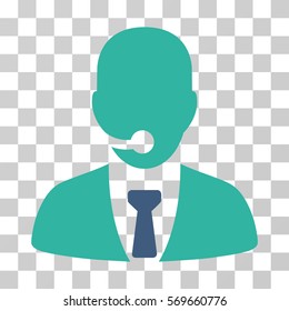 Call Center Manager icon. Vector illustration style is flat iconic bicolor symbol, cobalt and cyan colors, transparent background. Designed for web and software interfaces.