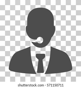 Call Center Manager icon. Vector illustration style is flat iconic symbol, gray color, transparent background. Designed for web and software interfaces.