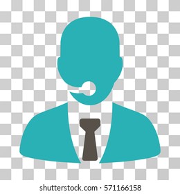 Call Center Manager icon. Vector illustration style is flat iconic bicolor symbol, grey and cyan colors, transparent background. Designed for web and software interfaces.