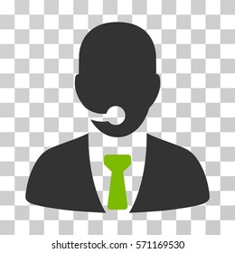 Call Center Manager icon. Vector illustration style is flat iconic bicolor symbol, eco green and gray colors, transparent background. Designed for web and software interfaces.