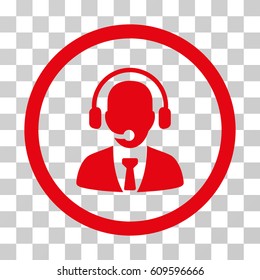 Call Center Manager icon. Vector illustration style is flat iconic symbol, red color, transparent background. Designed for web and software interfaces.