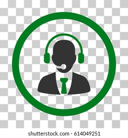 Call Center Manager icon. Vector illustration style is flat iconic bicolor symbol, green and gray colors, transparent background. Designed for web and software interfaces.