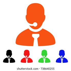 Call Center Manager icon. Vector illustration style is a flat iconic call center manager symbol with black, orange, red, green, blue color versions. Designed for web apps and software interfaces.