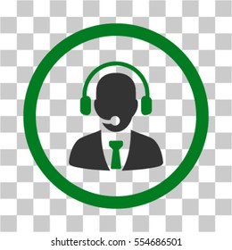 Call Center Manager vector icon. Illustration style is flat iconic bicolor green and gray symbol on a transparent background.