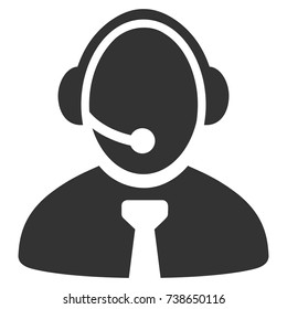 Call Center Manager vector pictogram. Style is flat graphic grey symbol.