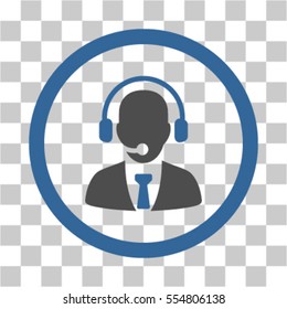 Call Center Manager vector pictograph. Illustration style is flat iconic bicolor cobalt and gray rounded symbol on a transparent background.