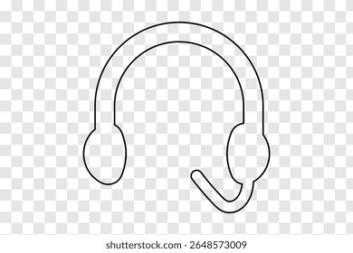 Call center Microphone icon Vector illustration. over-ear headphones in a minimalist black and white style, conveying a sleek and modern audio equipment design.  eps 10