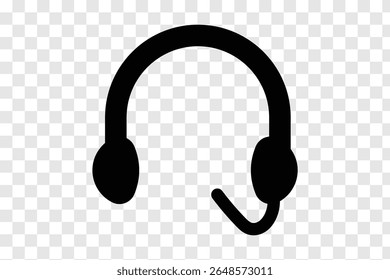 Call center Microphone icon Vector illustration. over-ear headphones in a minimalist black and white style, conveying a sleek and modern audio equipment design.  eps 10