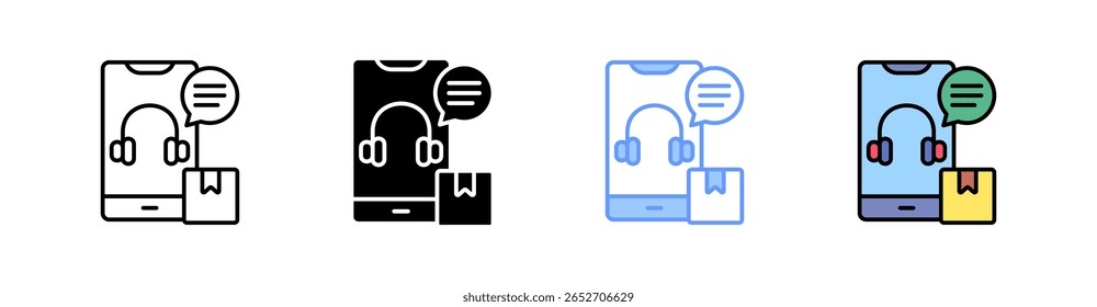 Call Center Multi Style Icon Set Vektor