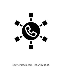 Ilustração do vetor de ícone preenchido da rede do call center