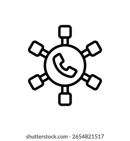 Icono de contorno de red de centro de llamadas Ilustración vectorial