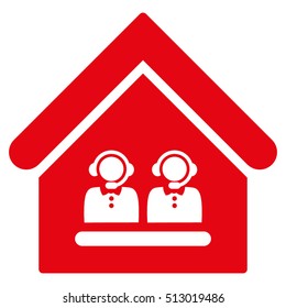 Call Center Office vector icon. Flat red symbol. Pictogram is isolated on a white background. Designed for web and software interfaces.