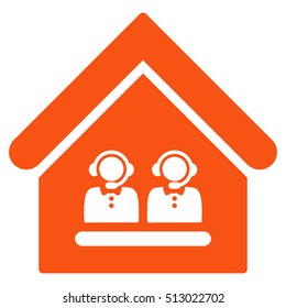 Call Center Office vector icon. Flat orange symbol. Pictogram is isolated on a white background. Designed for web and software interfaces.