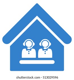 Call Center Office vector icon. Flat cobalt symbol. Pictogram is isolated on a white background. Designed for web and software interfaces.