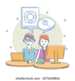 Call center office workplace