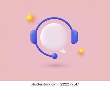 Call center, online customer support. Contact Us Customer Service For Personal Assistant Service, Person Advisor and Social Media Network. 3D Web Vector Illustrations.