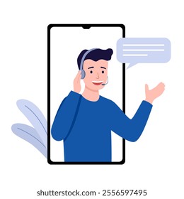 Call center, online customer support via mobile phone. Contact us customer service. Personal assistant service.