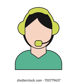 call center online support telemarketing worker with headset ico