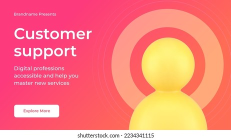 Call center online technical customer support help consult advice service social media banner 3d icon vector illustration. Internet client assistance cyberspace virtual hotline helpline communication