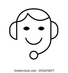 Centro de llamadas o soporte técnico en línea icono 24-7. Ayuda simple en línea, asistente telefónico, videochat. Símbolo moderno y aislado, para: ilustración, contorno, logotipo, aplicación, diseño, web, ui, ux. EPS vectorial 10 