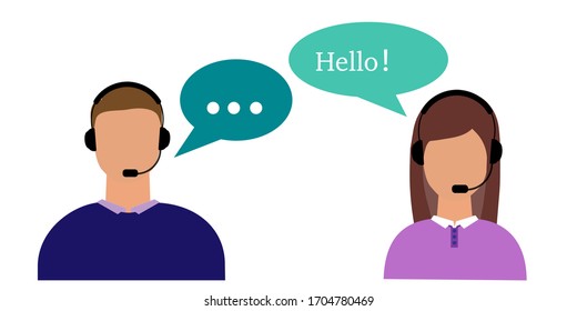 Call center operator avatar flat icon. Customer service and communications, customer support, telephone assistance, information, solutions. Vector illustration
