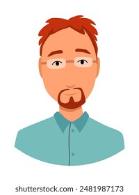 Avatar del operador del centro de llamadas sin auriculares. Asistente de servicio de Asistencia en línea. Hombre Cliente administrador de ayuda. Ilustración vectorial de carácter