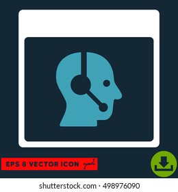 Call Center Operator Calendar Page icon. Vector EPS illustration style is flat iconic bicolor symbol, blue and white colors.