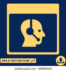 Call Center Operator Calendar Page icon. Vector EPS illustration style is flat iconic symbol, yellow color.